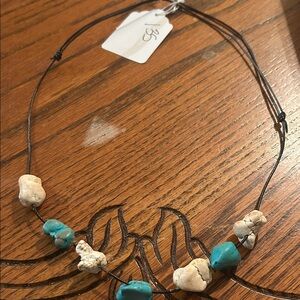 135) vintage turquoise and stone handcrafted necklace from the 70s handmade